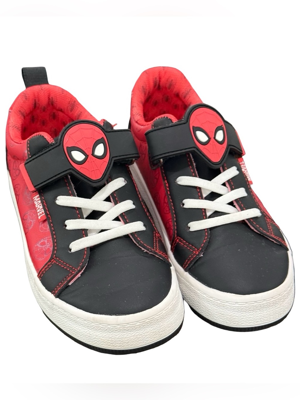 Ground Up Marvel Spider-Man Kids Sneakers Size 13 Red Black Velcro Lace-Up